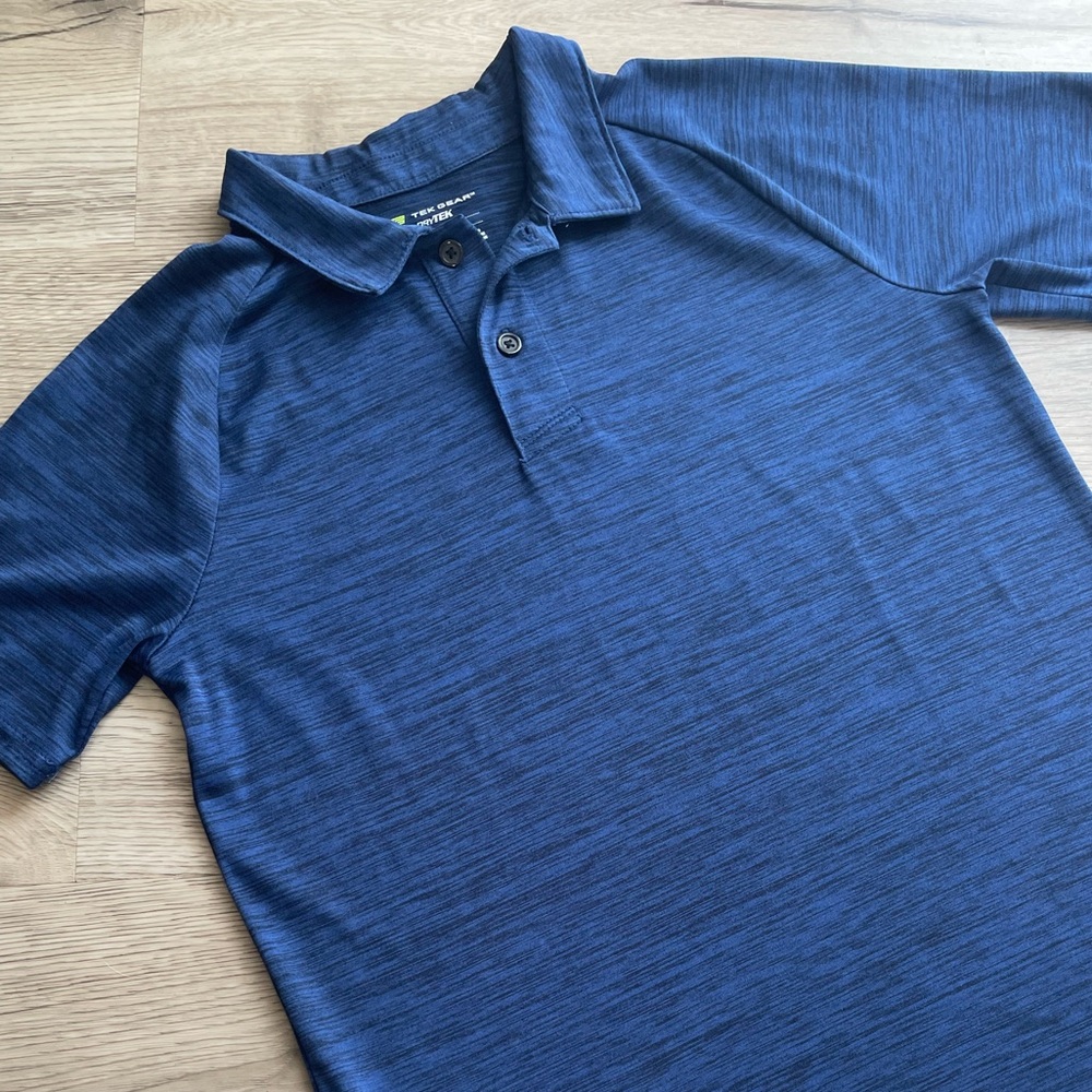 3/$30 | Tek Gear Dry Tek | Navy Heather Performance Polo for Boys | M (10-12) - Picture 3 of 7